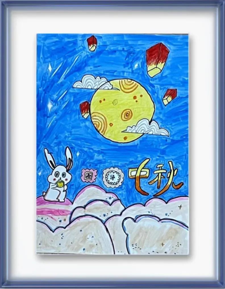 简单的中秋节小学生儿童画作品(7)